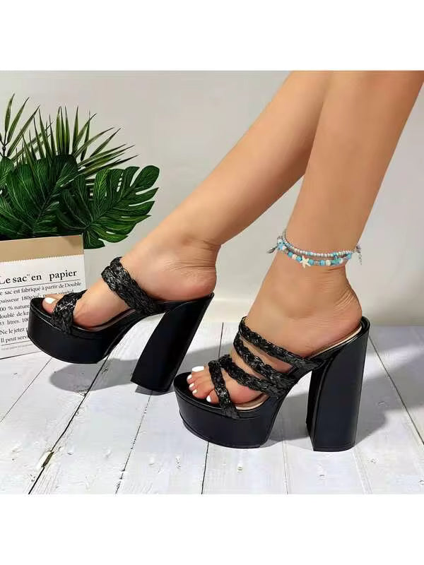 lunryet Womens Natia Open Square Toe Block Heel Dress Sandals